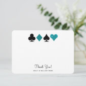 Vegas Faux Blauwgroen Glitter Flat Dank u kaart (Staand voorkant)