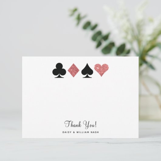 Vegas Faux Pink Glitter Flat Dank u kaart (Staand voorkant)