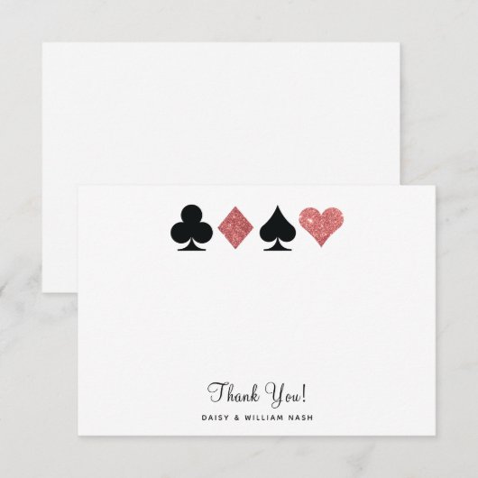 Vegas Faux Pink Glitter Flat Dank u kaart (Voorkant / Achterkant)