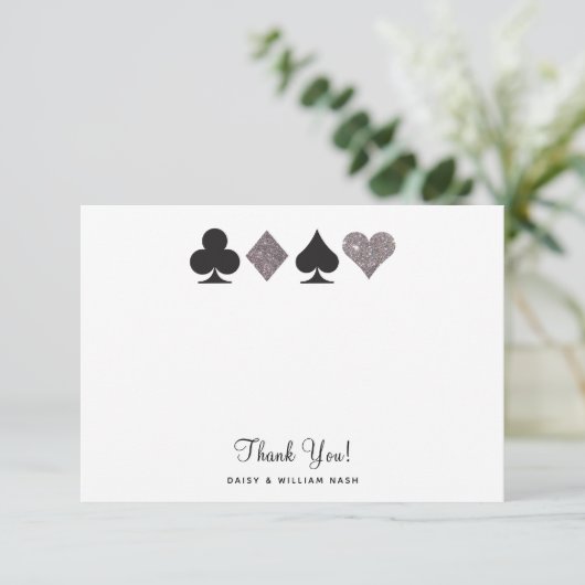 Vegas Faux Silver Glitter Flat Dank u kaart (Staand voorkant)