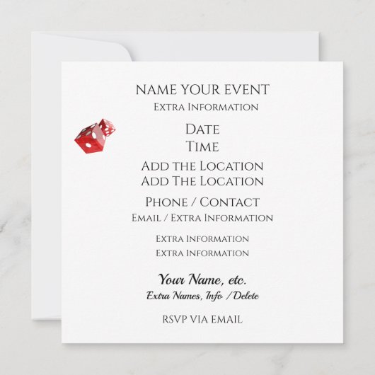 Vegas Feest - Casino / Poker Uitnodiging (Achterkant)