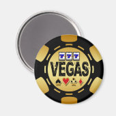 VEGAS GOLD EN BLACK POKER CHIP MAGNEET (Voorkant / Achterkant)