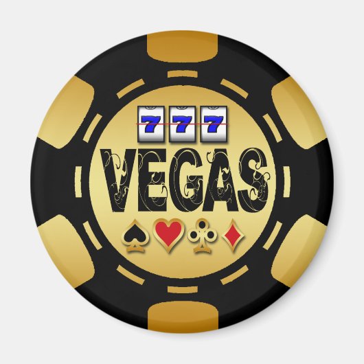 VEGAS GOLD EN BLACK POKER CHIP MAGNEET (Voorkant)