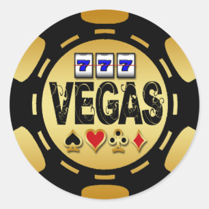 VEGAS GOLD EN BLACK POKER CHIP RONDE STICKER