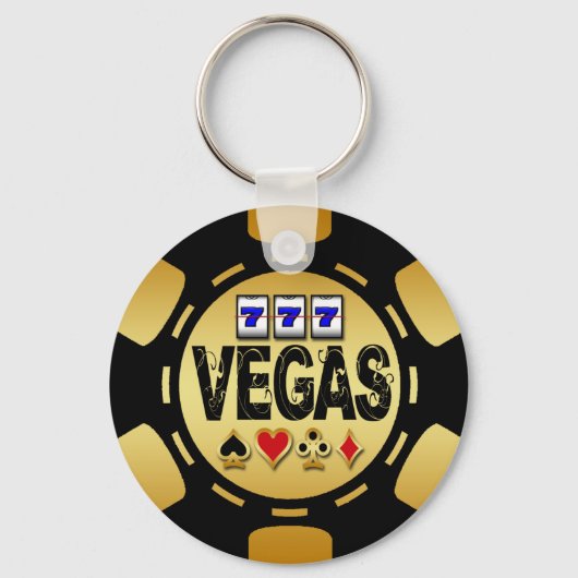 VEGAS GOLD EN BLACK POKER CHIP SLEUTELHANGER (Voorkant)
