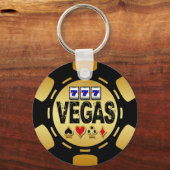 VEGAS GOLD EN BLACK POKER CHIP SLEUTELHANGER (Voorkant)