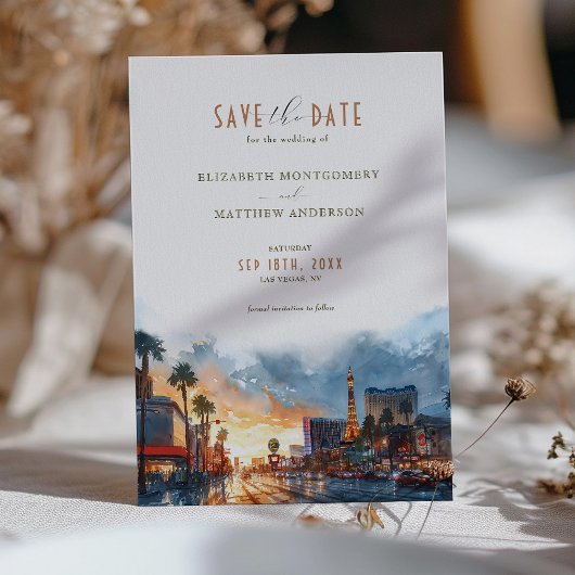 Vegas Golden Twilight Save-the-Date Kaart