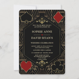 Vegas Goud Art Deco Casino QR Code Poker Bruiloft  Kaart