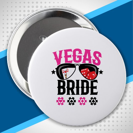 Vegas-huwelijk - Bruid - Vegas vrijgezellenfeestje Ronde Button 4,0 Cm