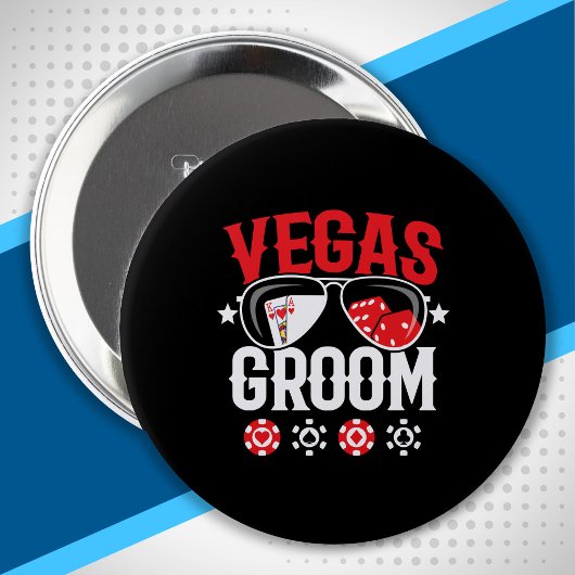 Vegas-huwelijk - Bruidegom - Vegas vrijgezellenfee Ronde Button 4,0 Cm
