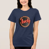 Vegas Lights 'Lucky' Shine Bright en Hit Jackpot Tri-Blend Shirt (Voorkant)