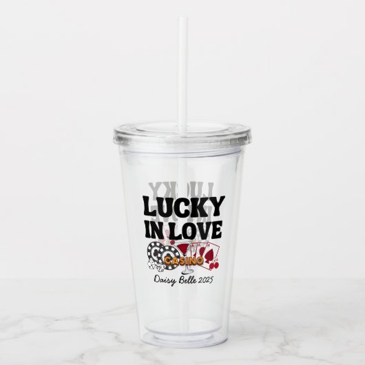 Vegas Lucky in Love Bachelorette Acryl Drinkbeker (Voorkant)