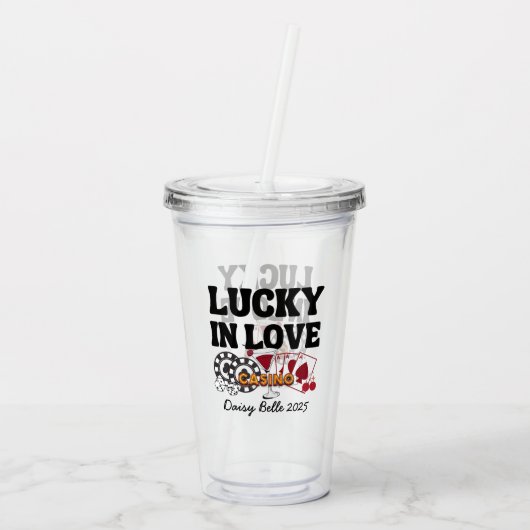 Vegas Lucky in Love Bachelorette Acryl Drinkbeker (Achterkant)