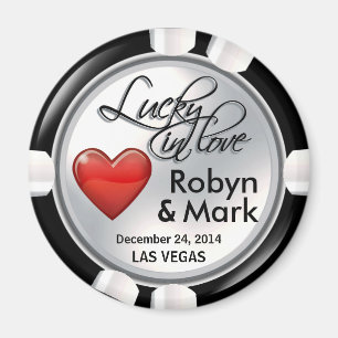 Vegas Lucky in Love Casino Chip wit rood Magneet