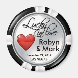 Vegas Lucky in Love Casino Chip wit rood Magneet