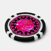 Vegas Lucky in Love Hearts fuschia zwart zilver Poker Chips (Enkel)