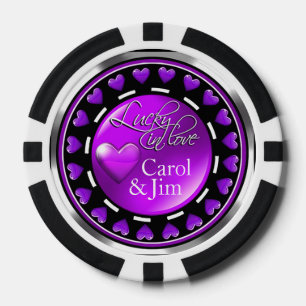 Vegas Lucky in Love Hearts paarse zwart Pokerchips