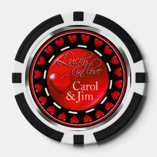 Vegas Lucky in Love Hearts rood zwart zilver Poker Chips