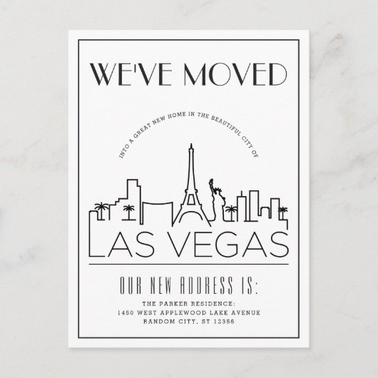 Vegas Modern Deco | Aankondiging adreswijziging (Voorkant)