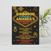 Vegas Neon Sign Bachelorette Party Invitation  Kaart (Staand voorkant)