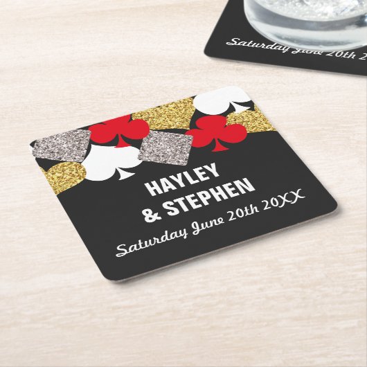 Vegas Onderzetters Wedding Party Casino Glitter (Schuin)