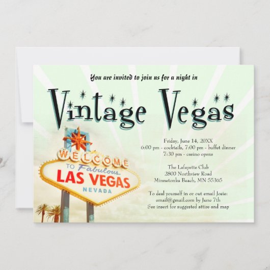  Vegas Party Invitation Kaart (Voorkant)