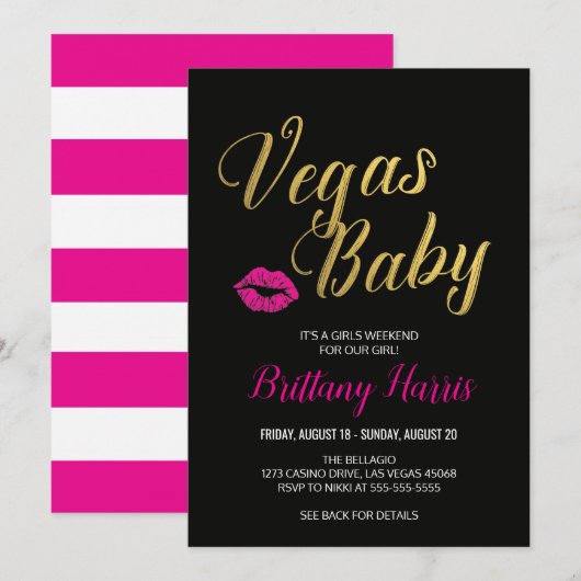 Vegas Party Invitation Kaart (Voorkant / Achterkant)