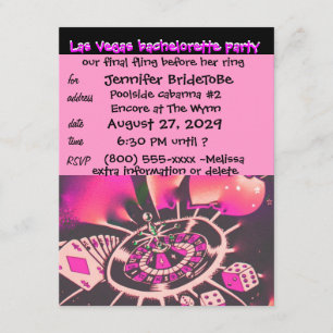 Vegas Pink Bachelorette Invitation Kaart