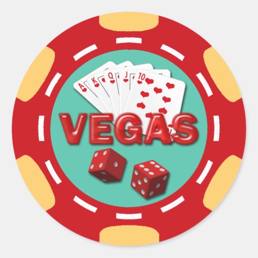 VEGAS POKER CHIP RONDE STICKER (Voorkant)
