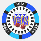 VEGAS POKER CHIP RONDE STICKER (Voorkant)