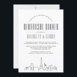 Vegas repetitie diner | City Skyline-uitnodiging Kaart<br><div class="desc">Een unieke repetitie diner uitnodiging voor een huwelijk vindt plaats in de prachtige stad van lichten, Las Vegas, Nevada. Deze uitnodiging bevat een gestileerde illustratie van de unieke skyline van de stad. Dit wordt gevolgd door uw repetitie dinerinformatie in een bijpassende open stijl. Aan de andere kant van de uitnodiging...</div>