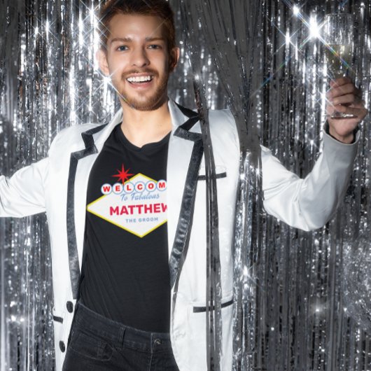 Vegas Sign Celebrant Naam en gelegenheid T-shirt