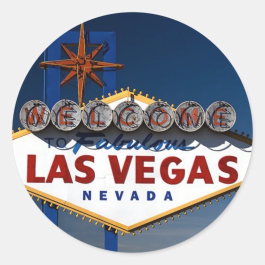 Vegas Sign Dusk Ronde Sticker (Voorkant)