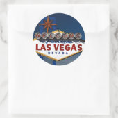 Vegas Sign Dusk Ronde Sticker (Tas)