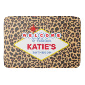 Vegas Sign gepersonaliseerde luipaard print Badmat (Voorkant)