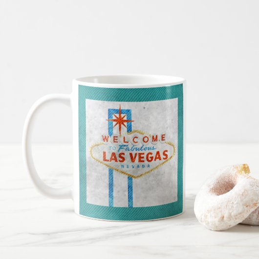 vegas sign grunge koffiemok (Met donut)