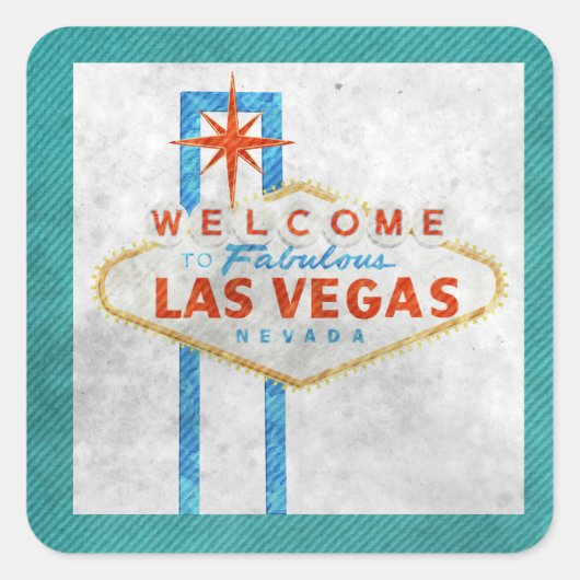 vegas sign grunge vierkante sticker (Voorkant)
