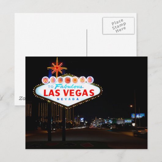 Vegas Sign Night Briefkaart (Voorkant / Achterkant)