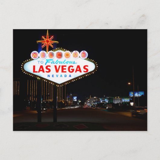 Vegas Sign Night Briefkaart (Voorkant)