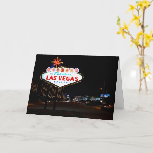 Vegas Sign Night Kaart (Gele Bloem)