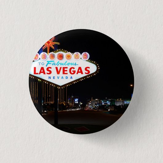 Vegas Sign Night Ronde Button 3,2 Cm (Voorkant)