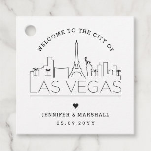 Vegas Skyline Wedding Welcome Favoriet Bedankjes Labels