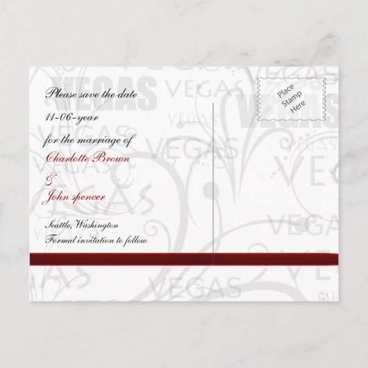 Vegas Sla de datumaankondiging op Aankondigingskaart (Achterkant)