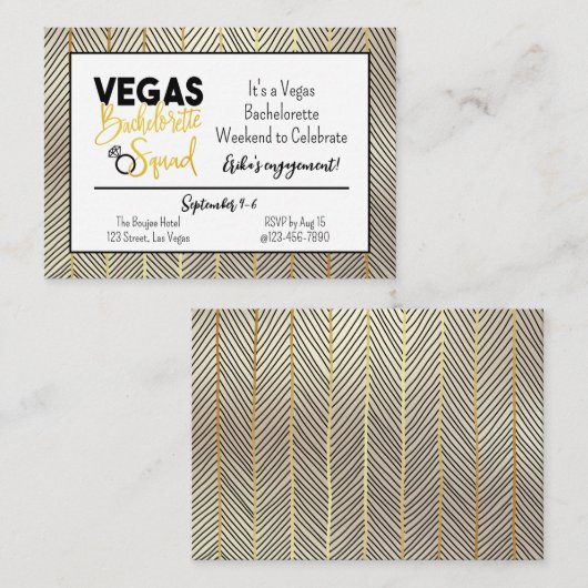 Vegas Squad Bachelorette Weekend Invite Informatiekaartje (Voorkant / Achterkant)
