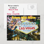 Vegas Strip Wedding Save the Date Showgirl Aankondigingskaart (Voorkant / Achterkant)