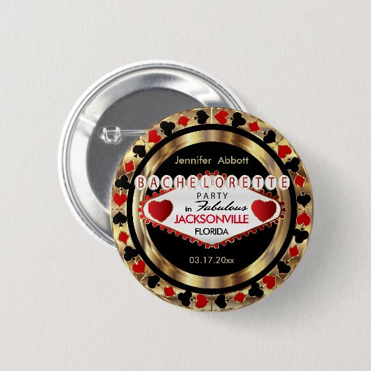 Vegas Style Bachelorette Party - DIY City & State Ronde Button 5,7 Cm (Voorkant /achterkant)