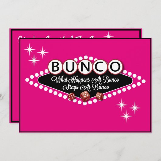 Vegas Style Bunco Invite Kaart (Voorkant / Achterkant)