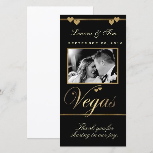 Vegas thema dank je fotokaart bedankkaart (Voorkant / Achterkant)