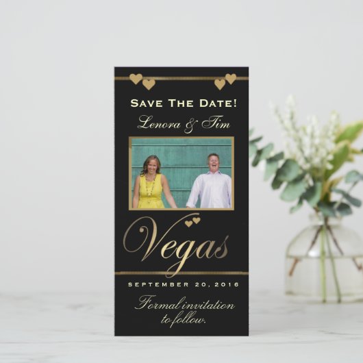 Vegas thema sla de datum foto kaart op (Staand voorkant)