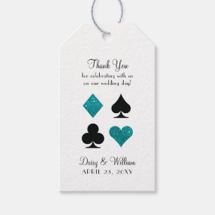 Vegas Turquoise Glitter en Zwarte Bedankkaart Tag Cadeaulabel